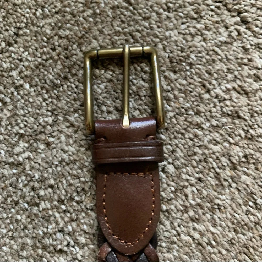 Men’s Brown Braided Genuine Leather Belt 42